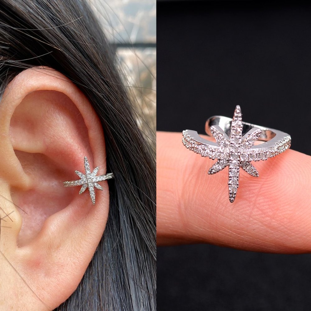 5/$35 BUNDLE DEAL Ear cuff Silver tone  star NEW